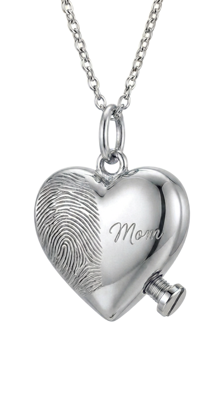 Heart Urn Pendant – Silver