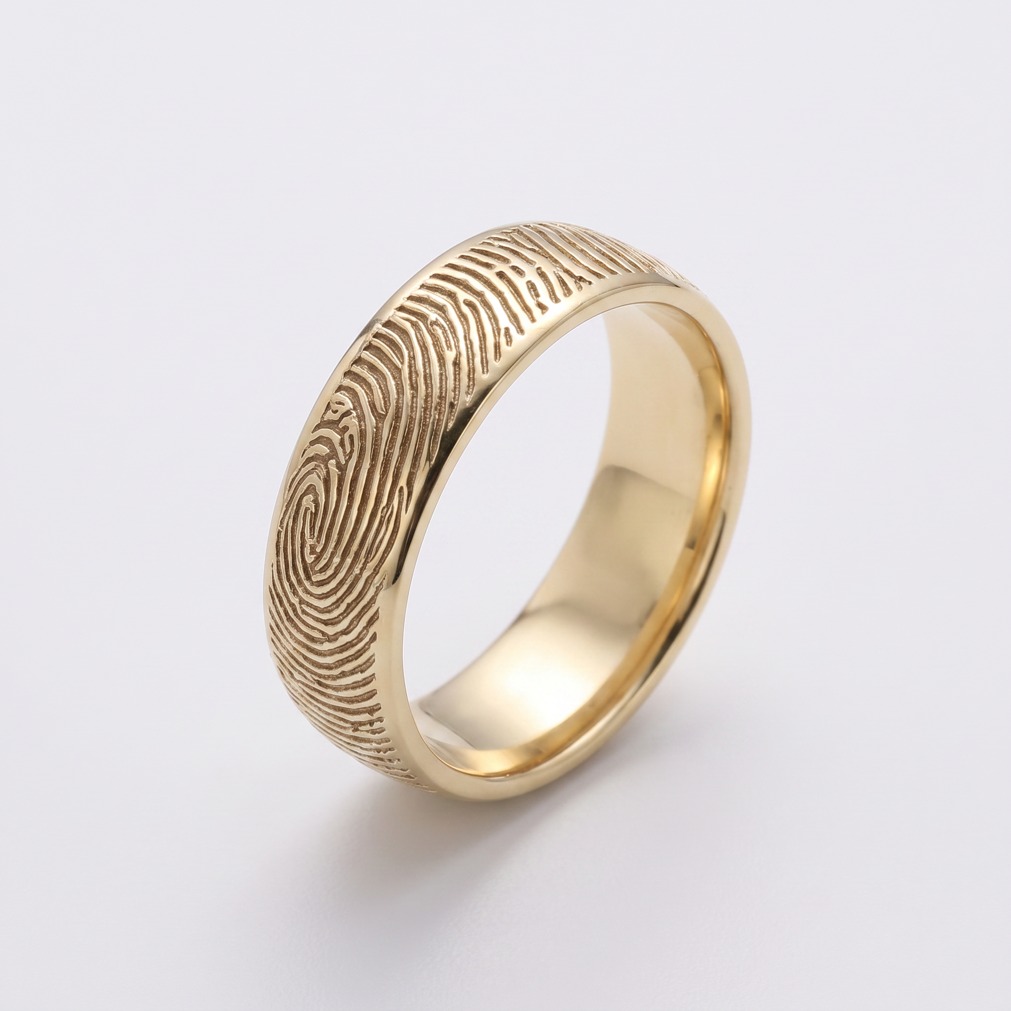 Wide Fingerprint Band Ring – Gold-Plated