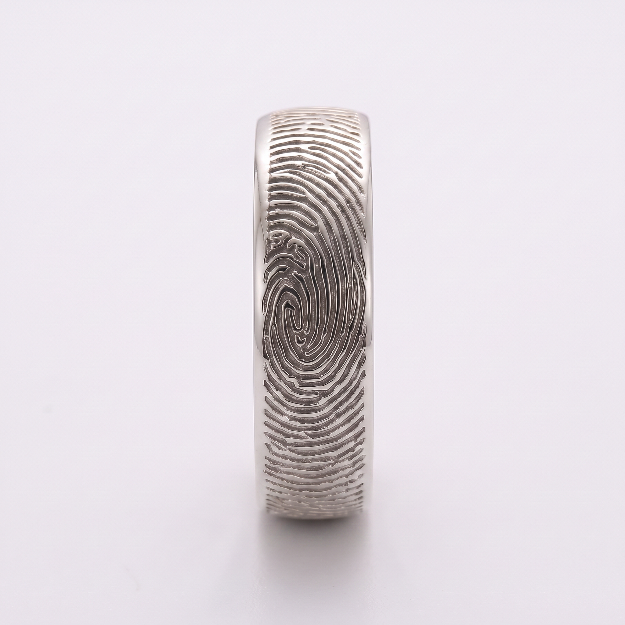 Wide Fingerprint Band Ring – Silver