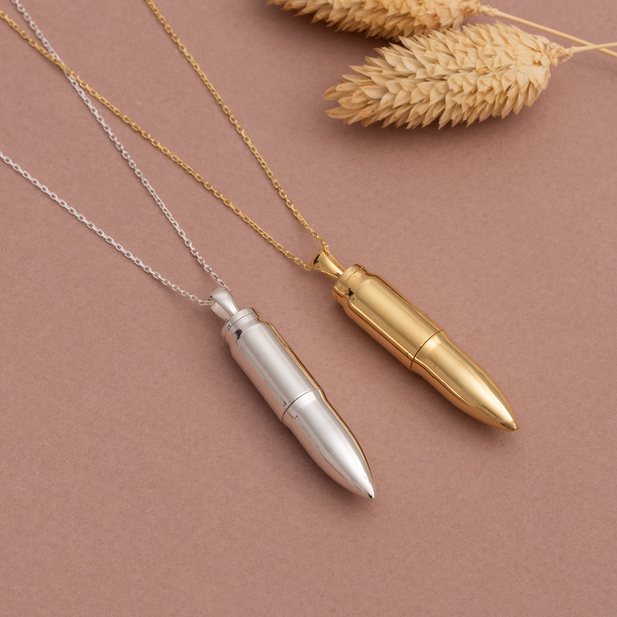 Silver Bullet Shaped Urn Pendant