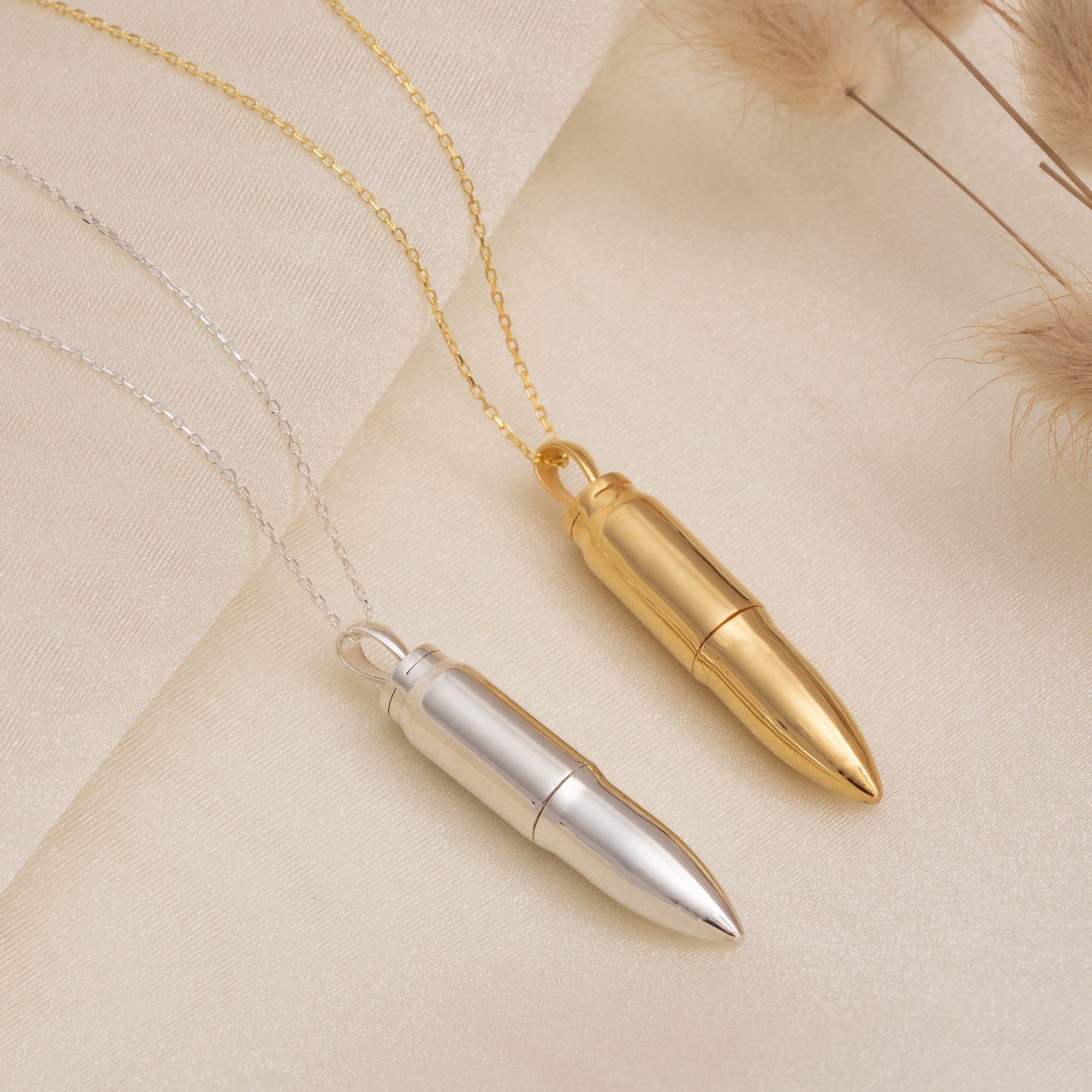 Gold Bullet Shaped Urn Pendant