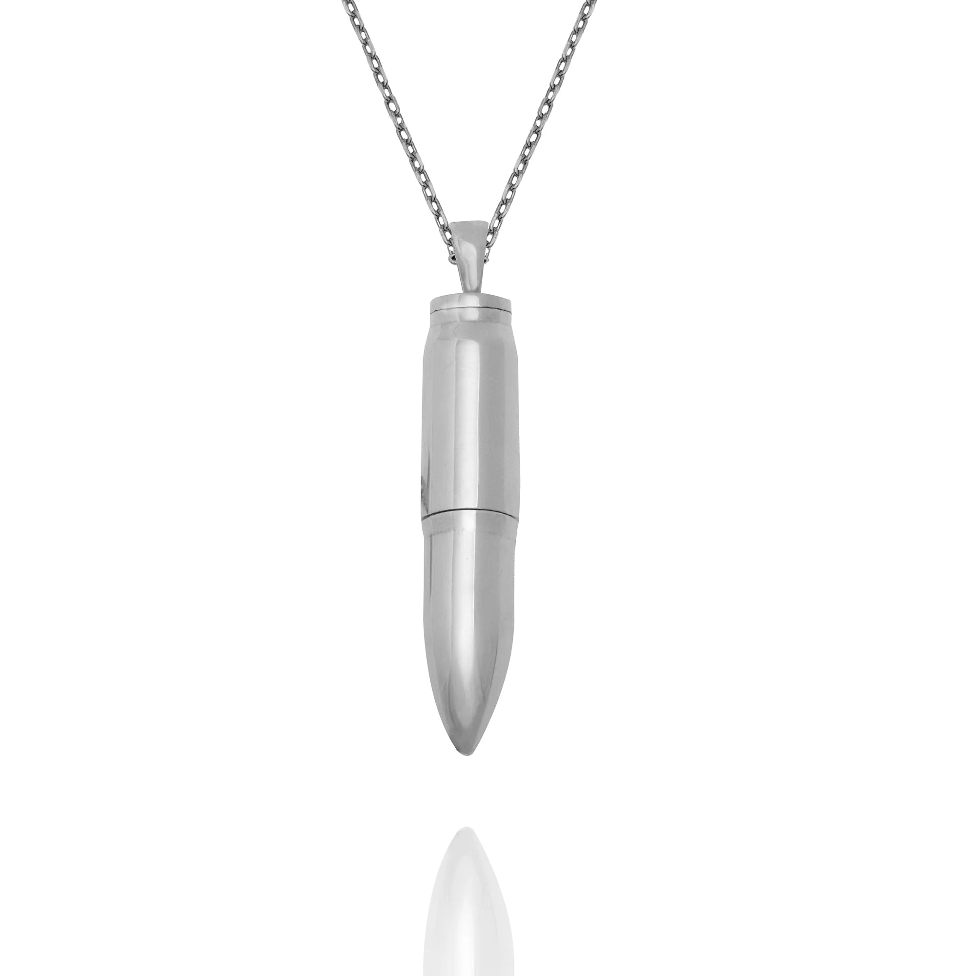 Silver Bullet Shaped Urn Pendant