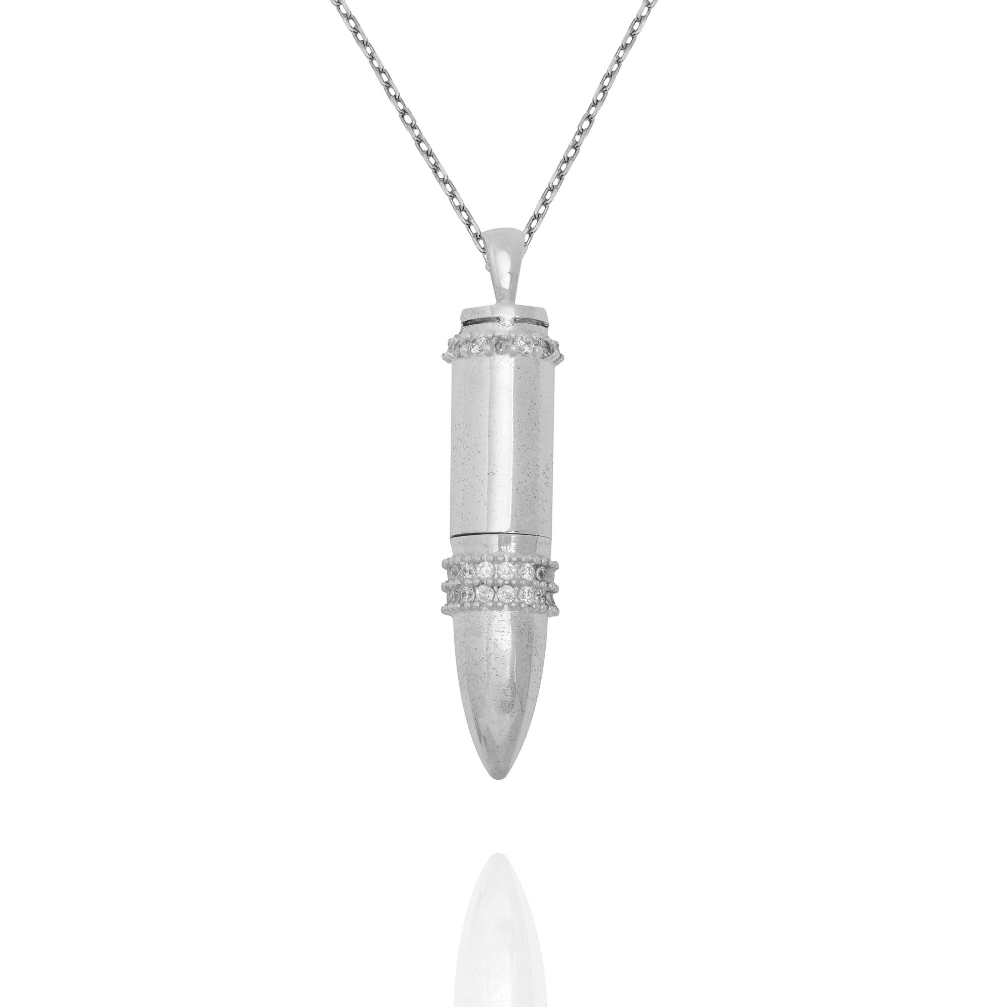 Silver Bullet Shaped Iced Urn Pendant