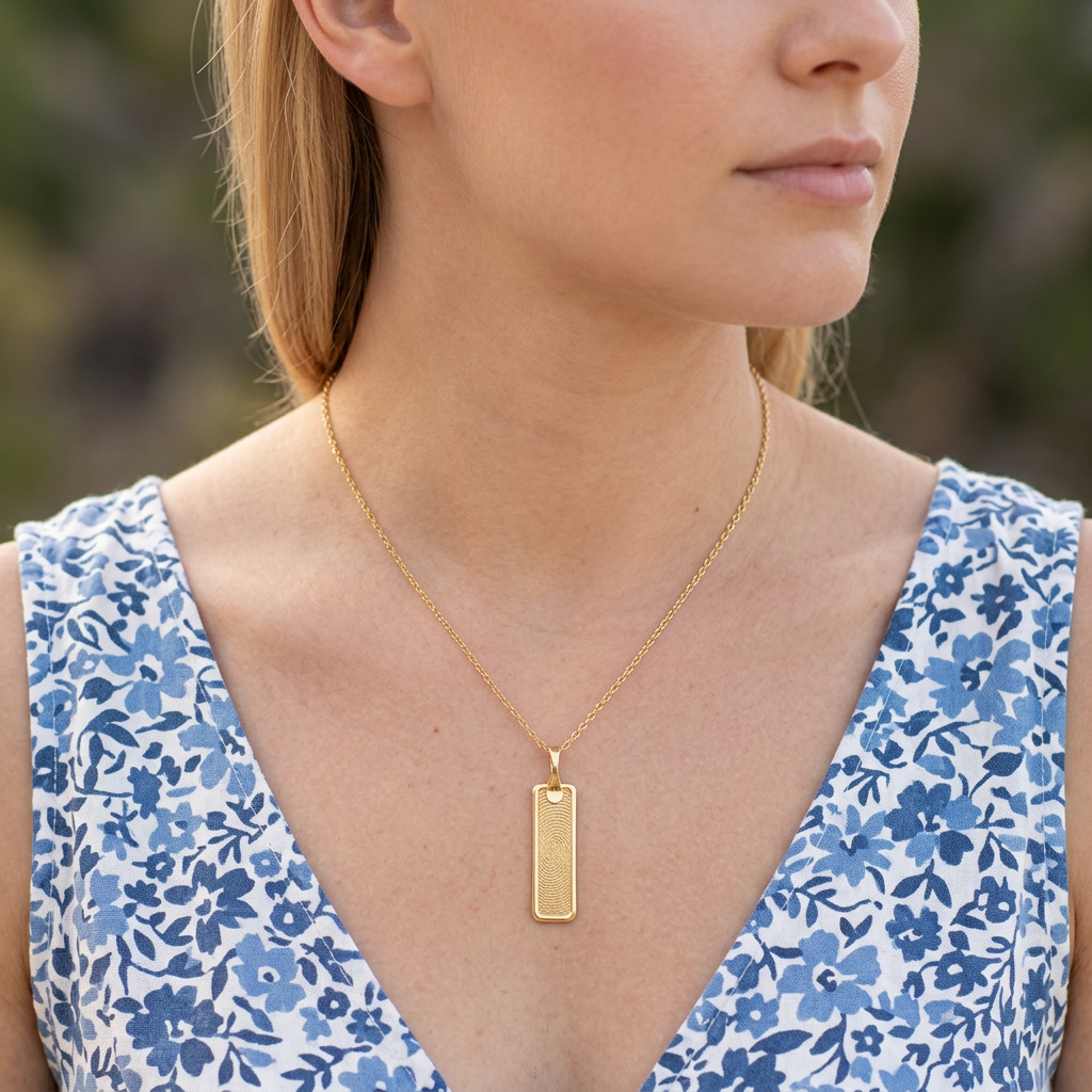 Gold Seal Vertical Bar Pendant