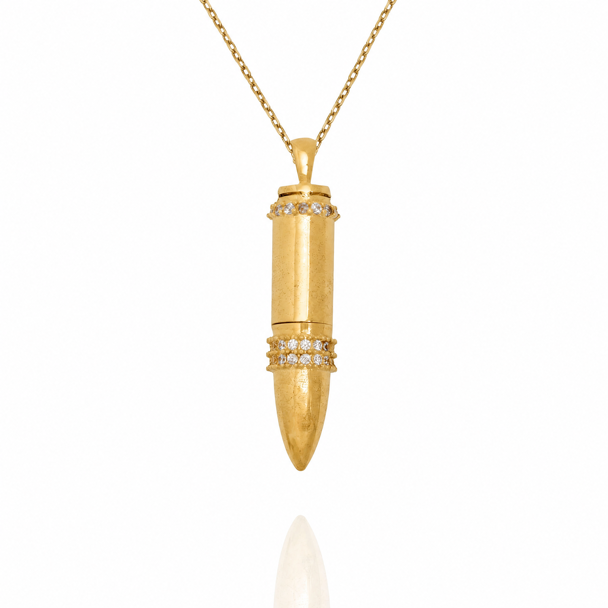 Gold Bullet Shaped Iced Urn Pendant