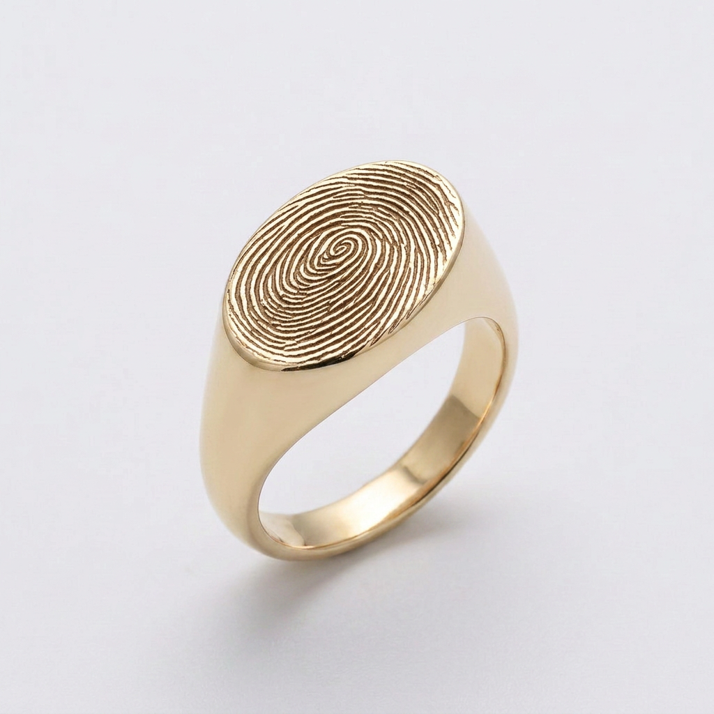 Oval Signet Fingerprint Ring – Gold-Plated