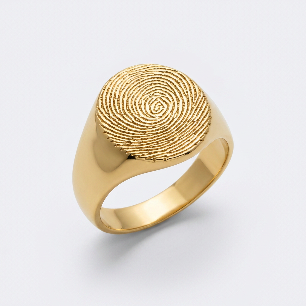 Round Signet Fingerprint Ring – Gold-Plated