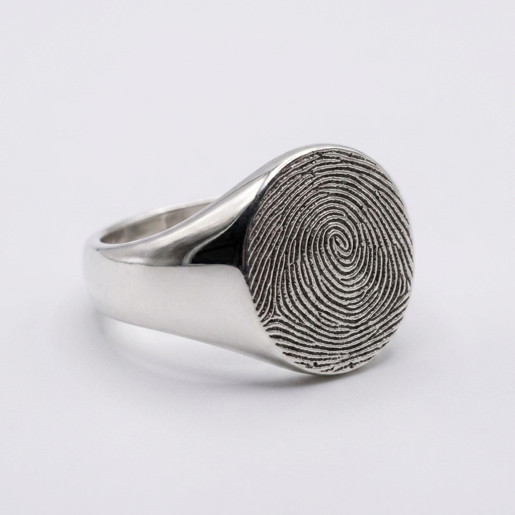 Round Signet Fingerprint Ring – Silver