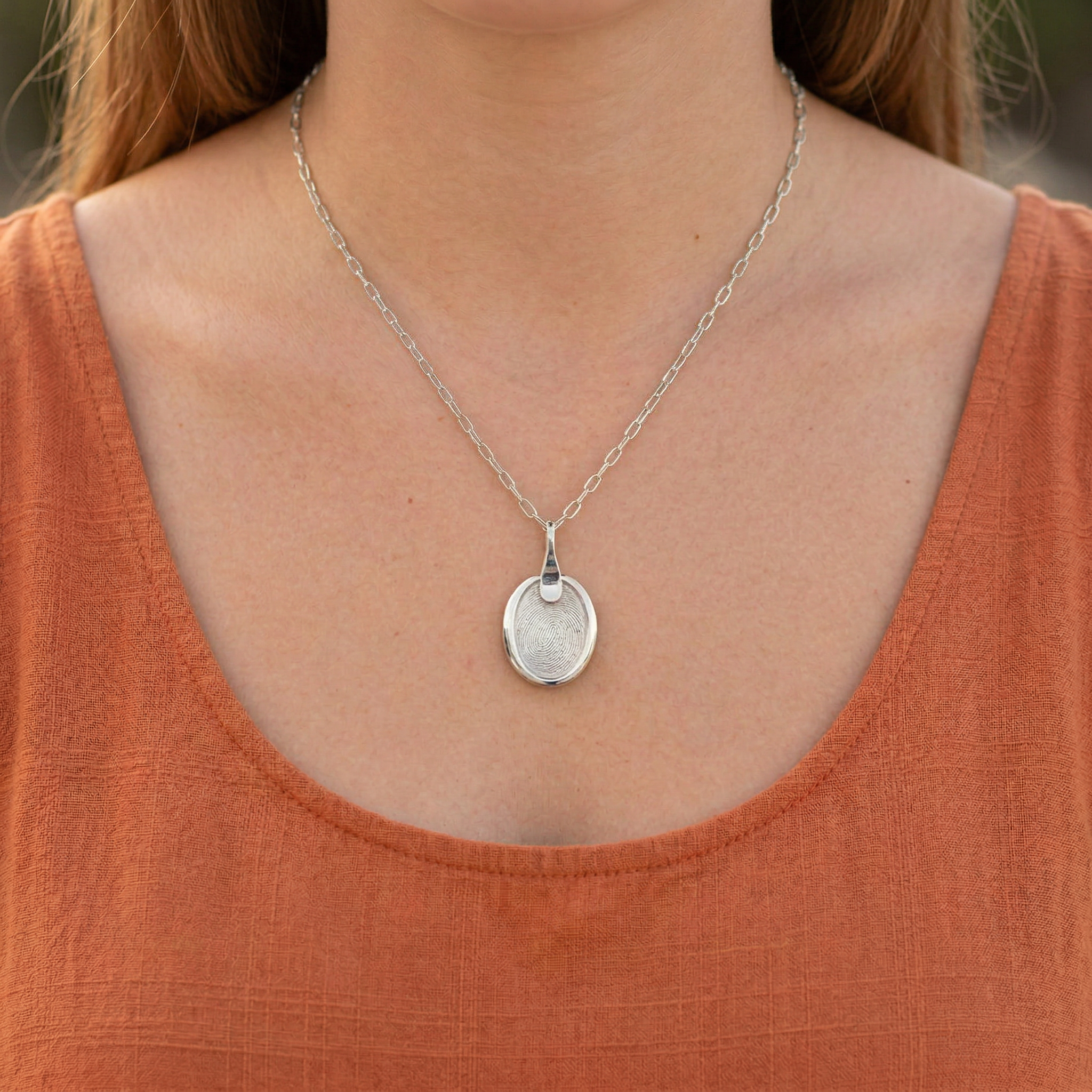 Silver Seal Oval Pendant