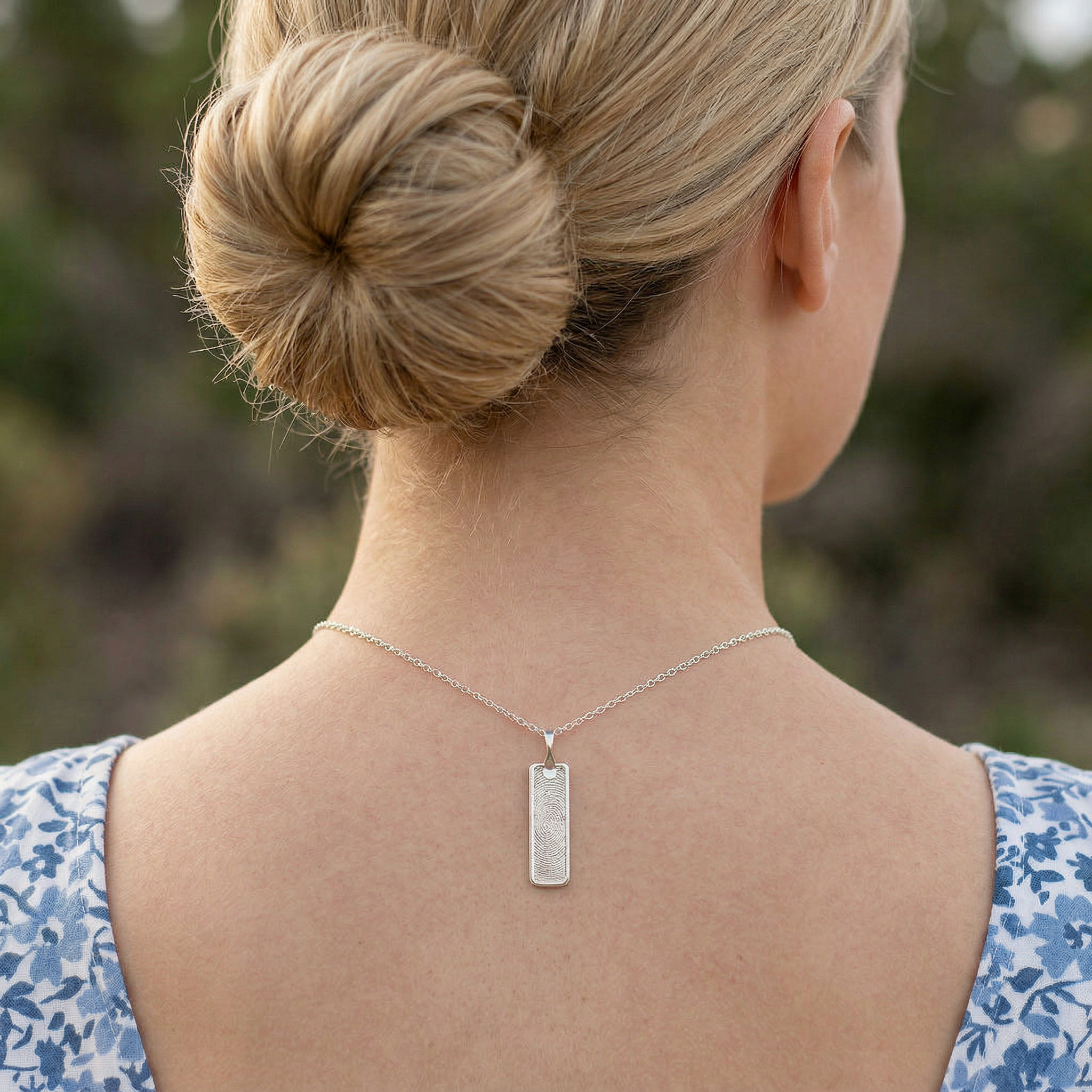 Silver Seal Vertical Bar Pendant