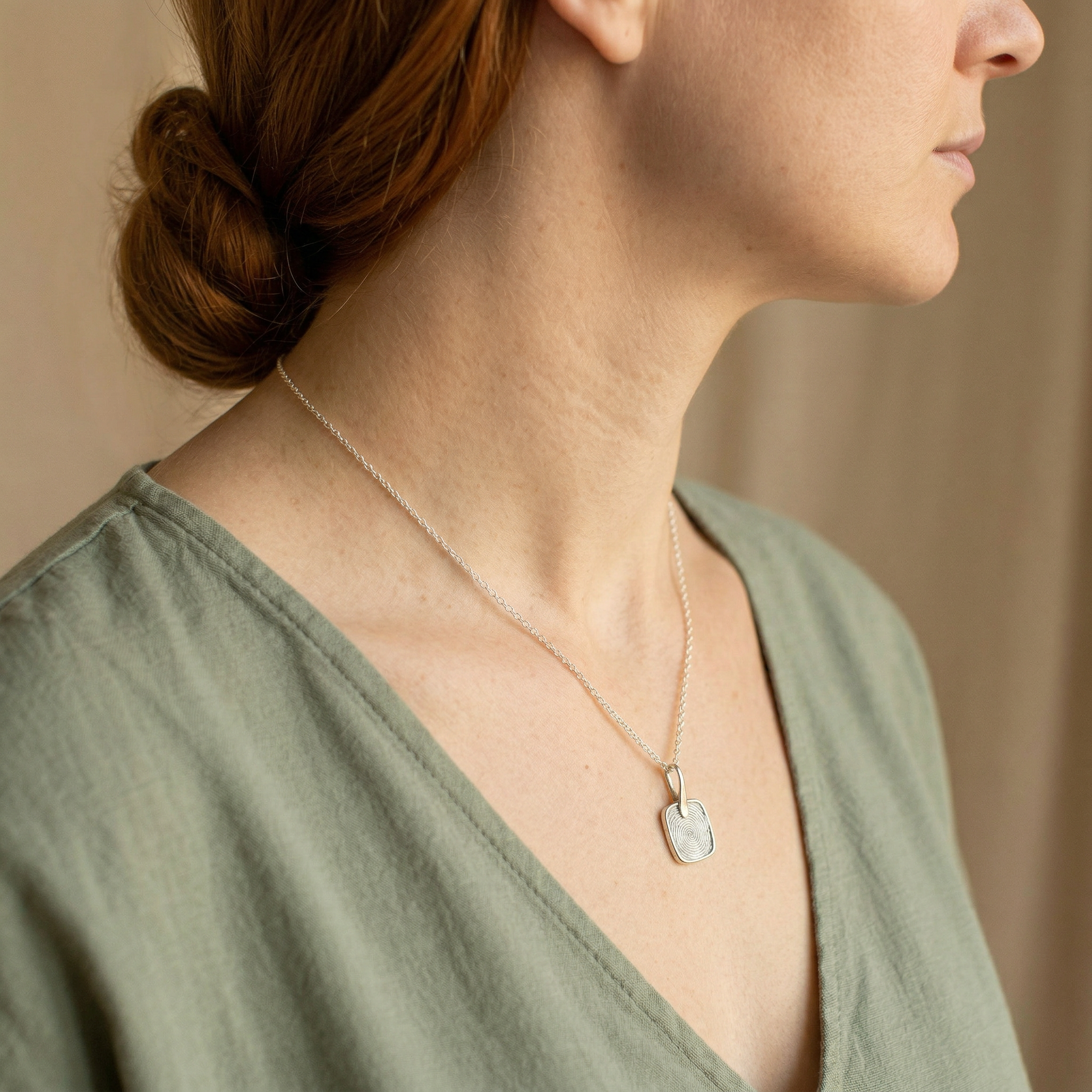 Seal Square Necklace – Silver
