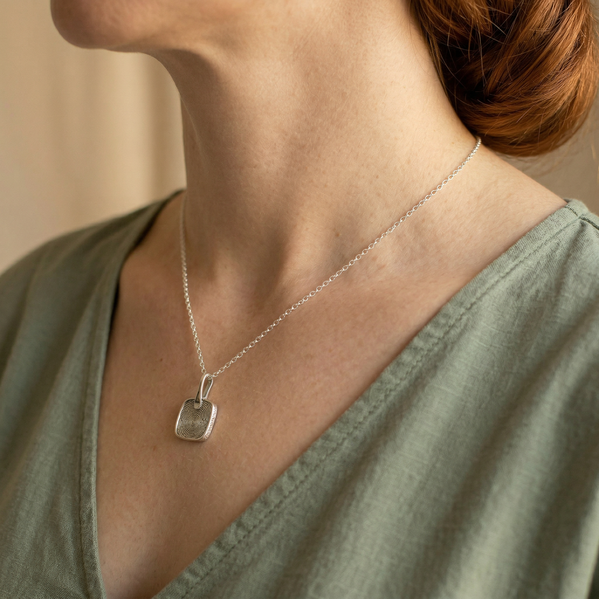 Seal Square Necklace – Silver