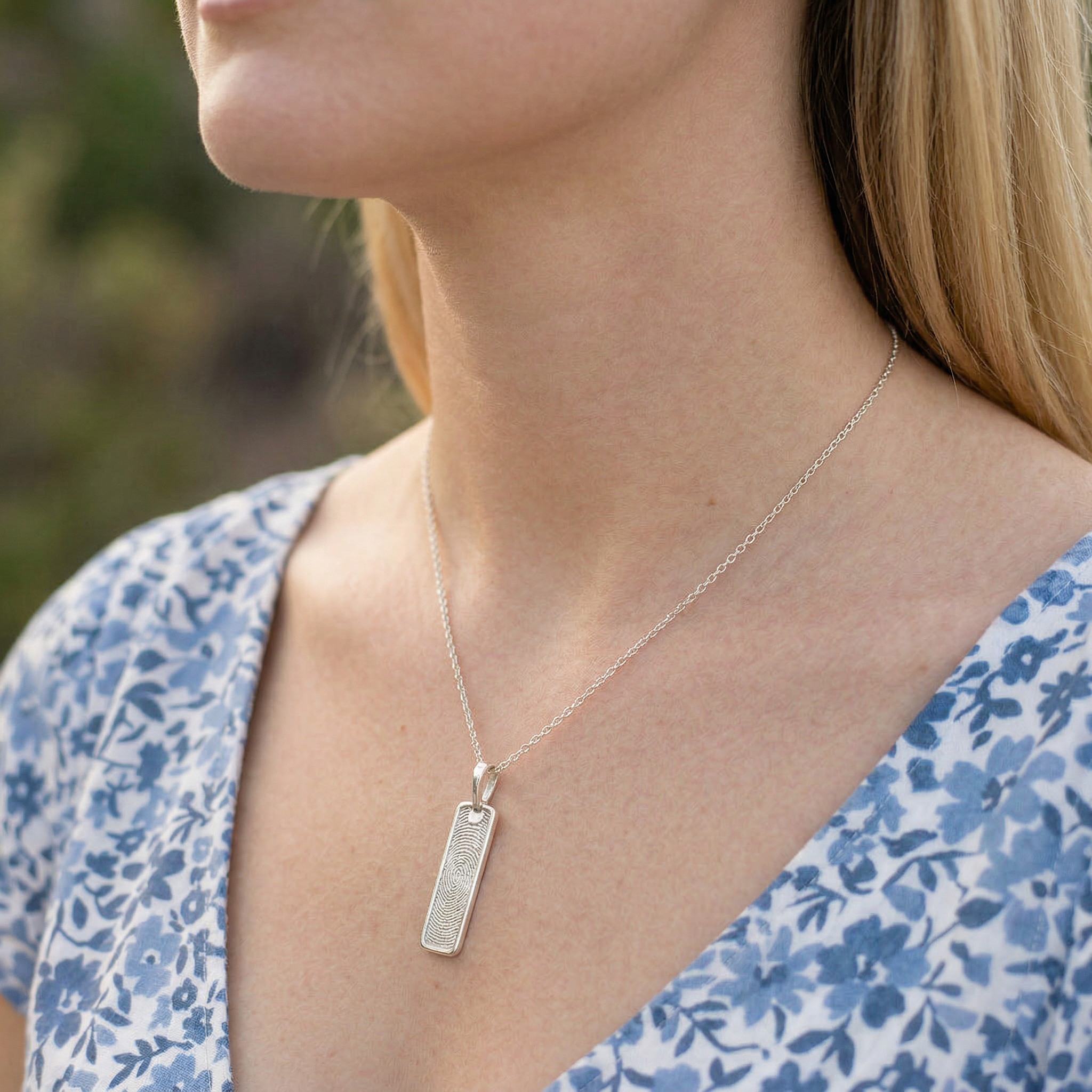 Silver Seal Vertical Bar Pendant