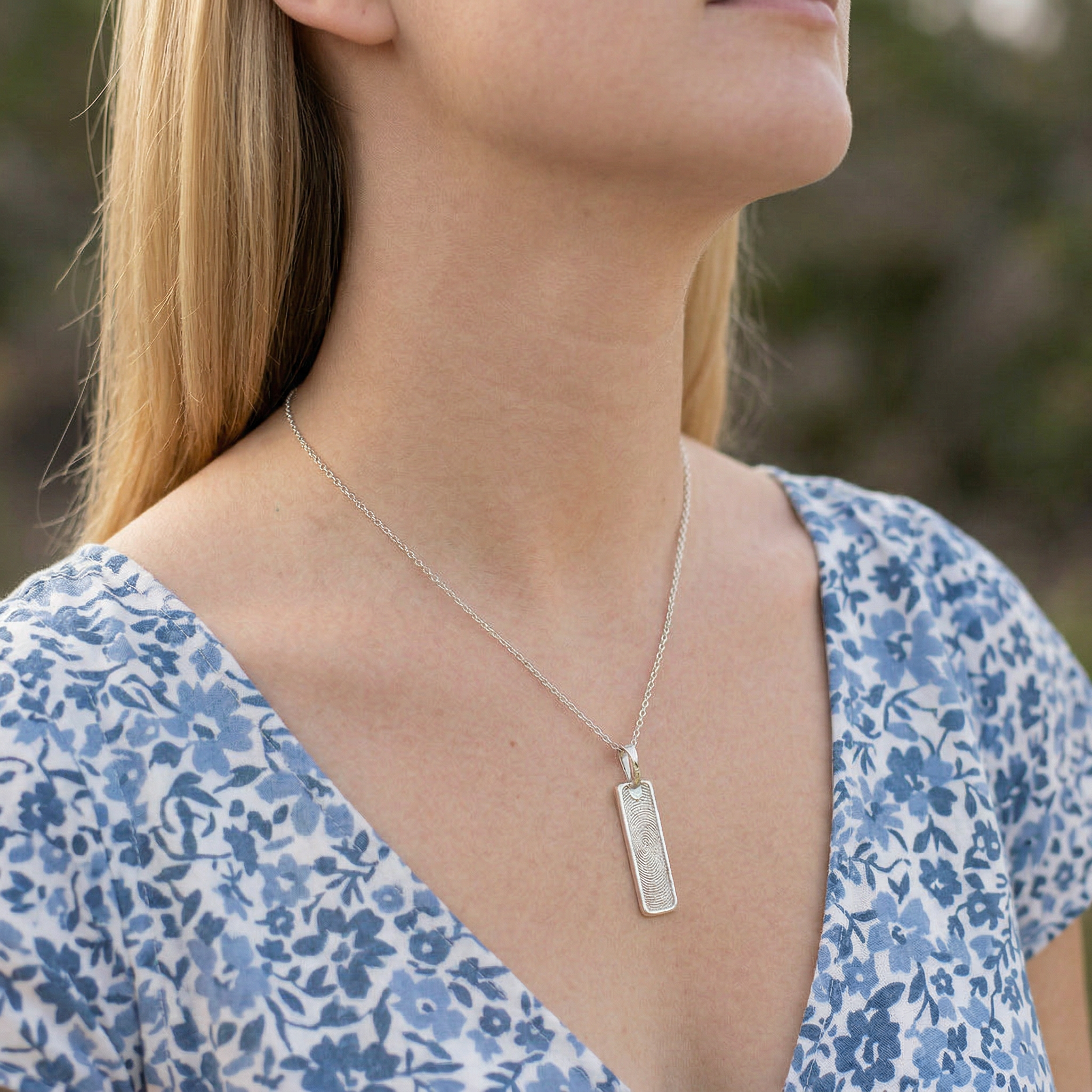 Silver Seal Vertical Bar Pendant