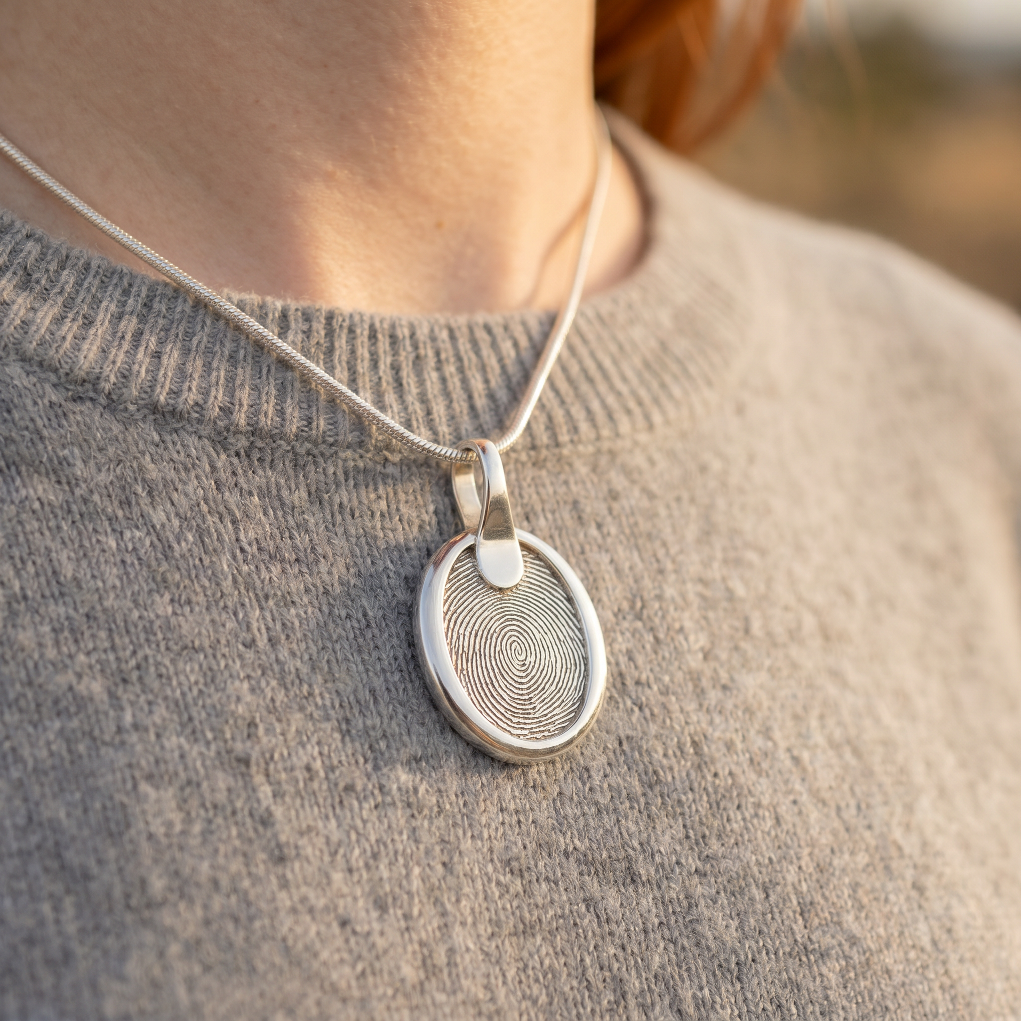 Silver Pure Oval Pendant