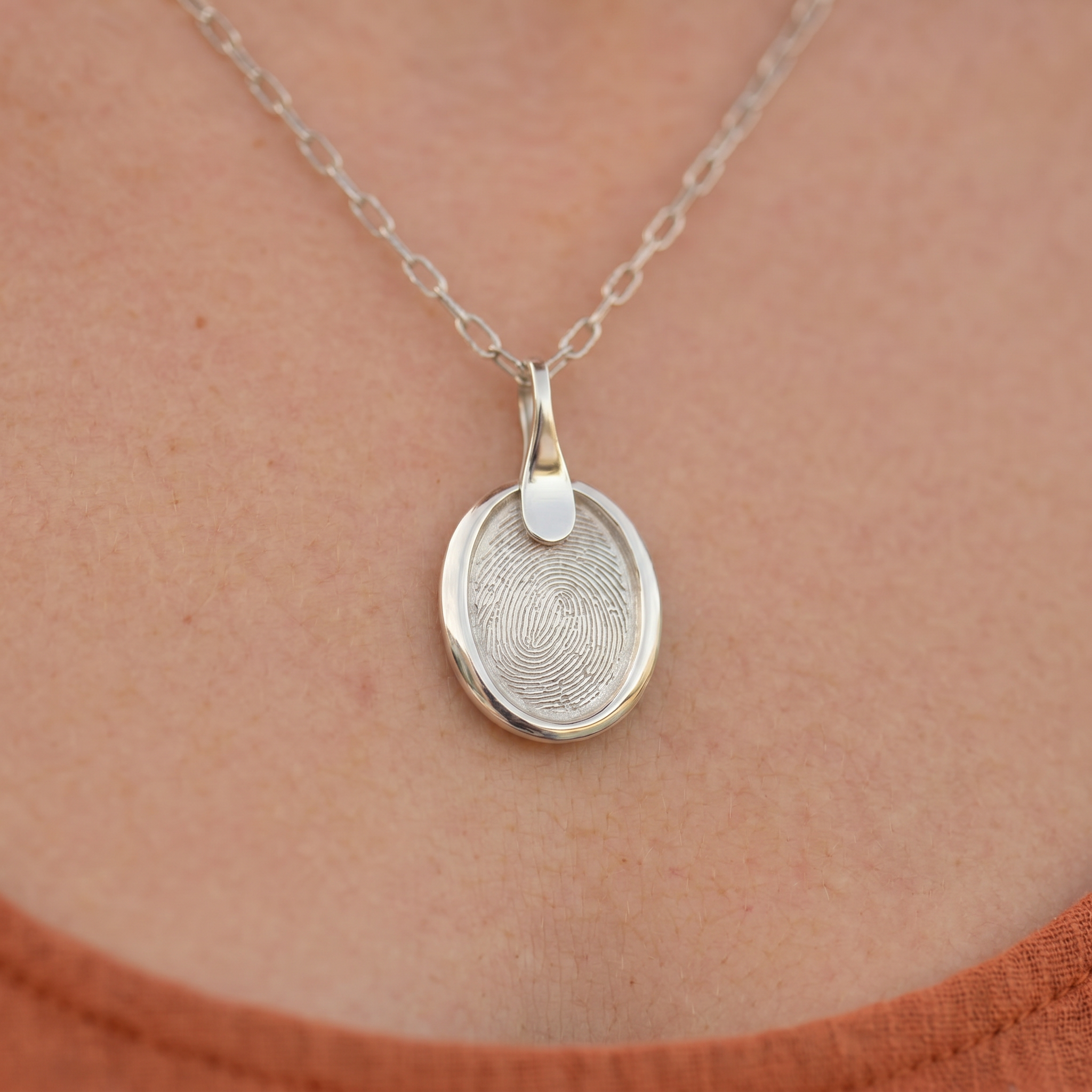 Silver Seal Oval Pendant