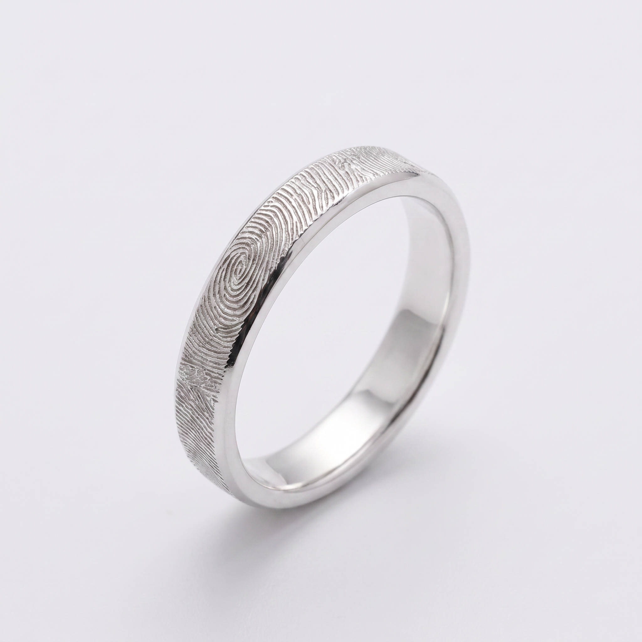 Slim Fingerprint Band Ring – Silver