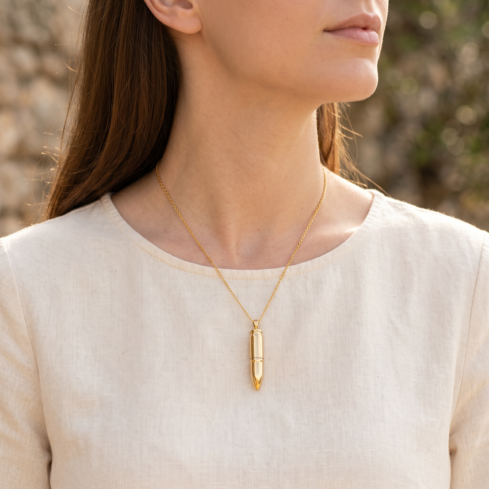 Bullet Shaped Urn Pendant – Gold-Plated