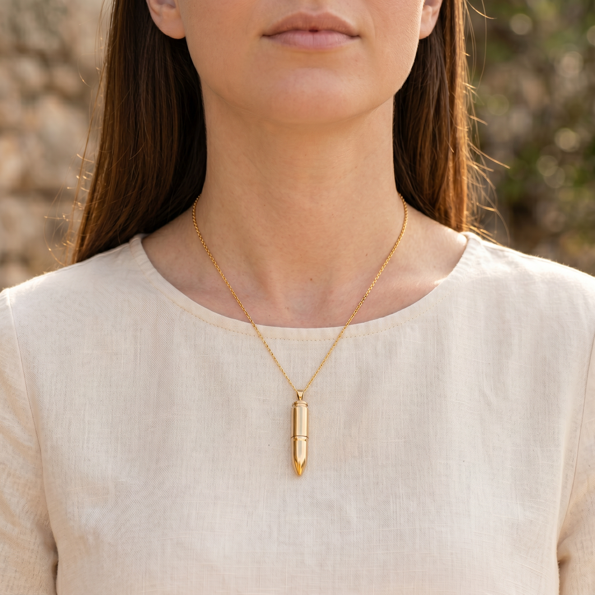 Bullet Shaped Urn Pendant – Gold-Plated