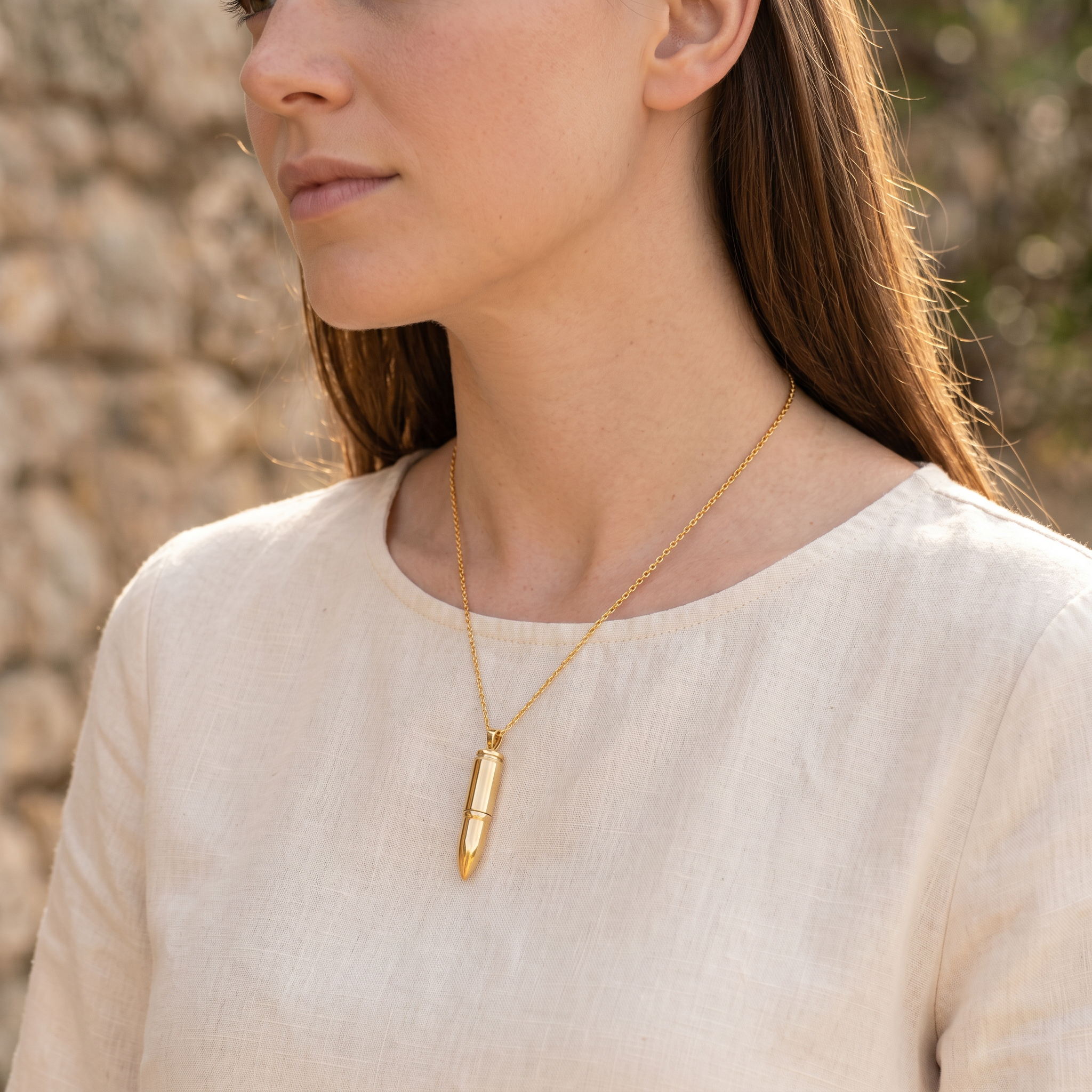 Bullet Shaped Urn Pendant – Gold-Plated