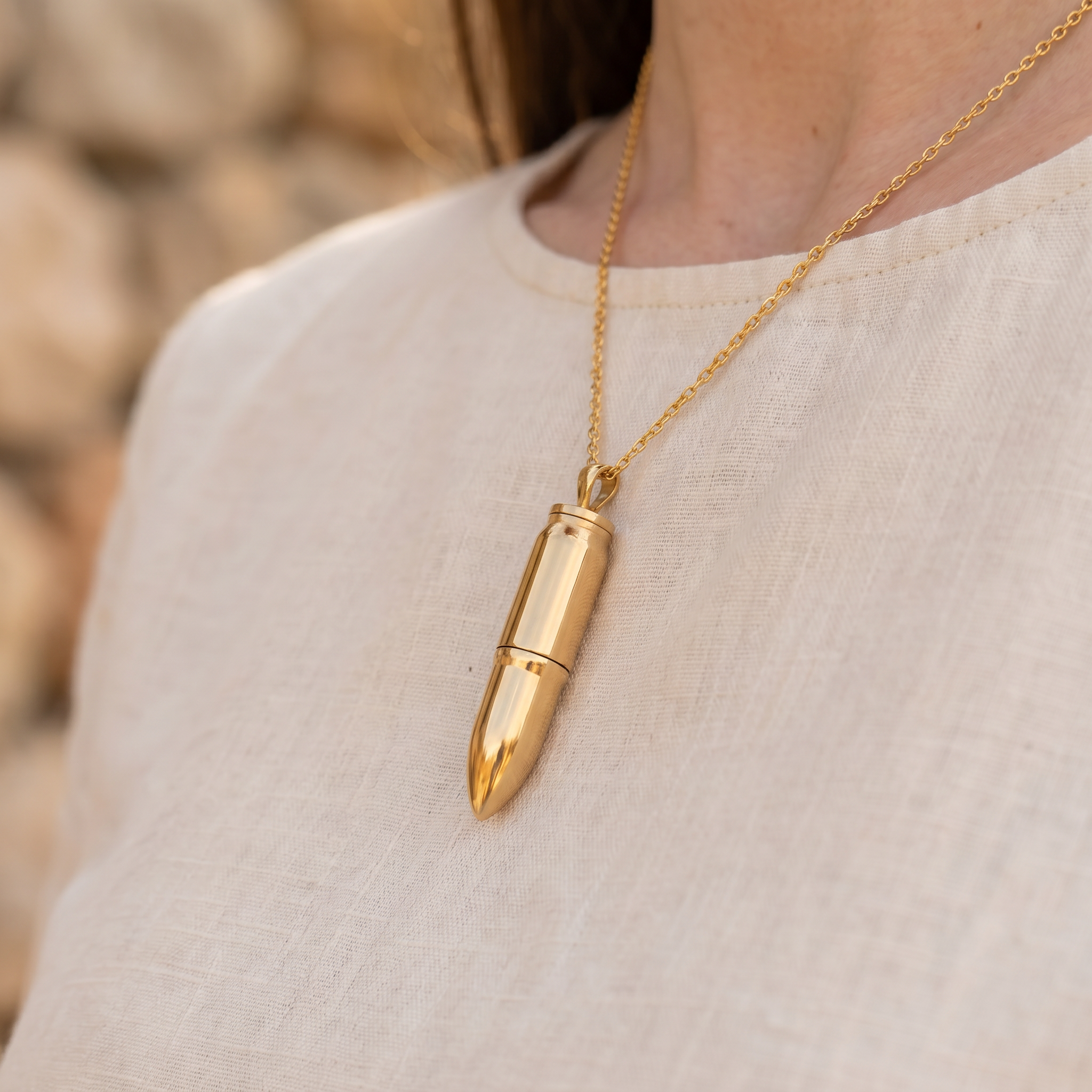 Bullet Shaped Urn Pendant – Gold-Plated