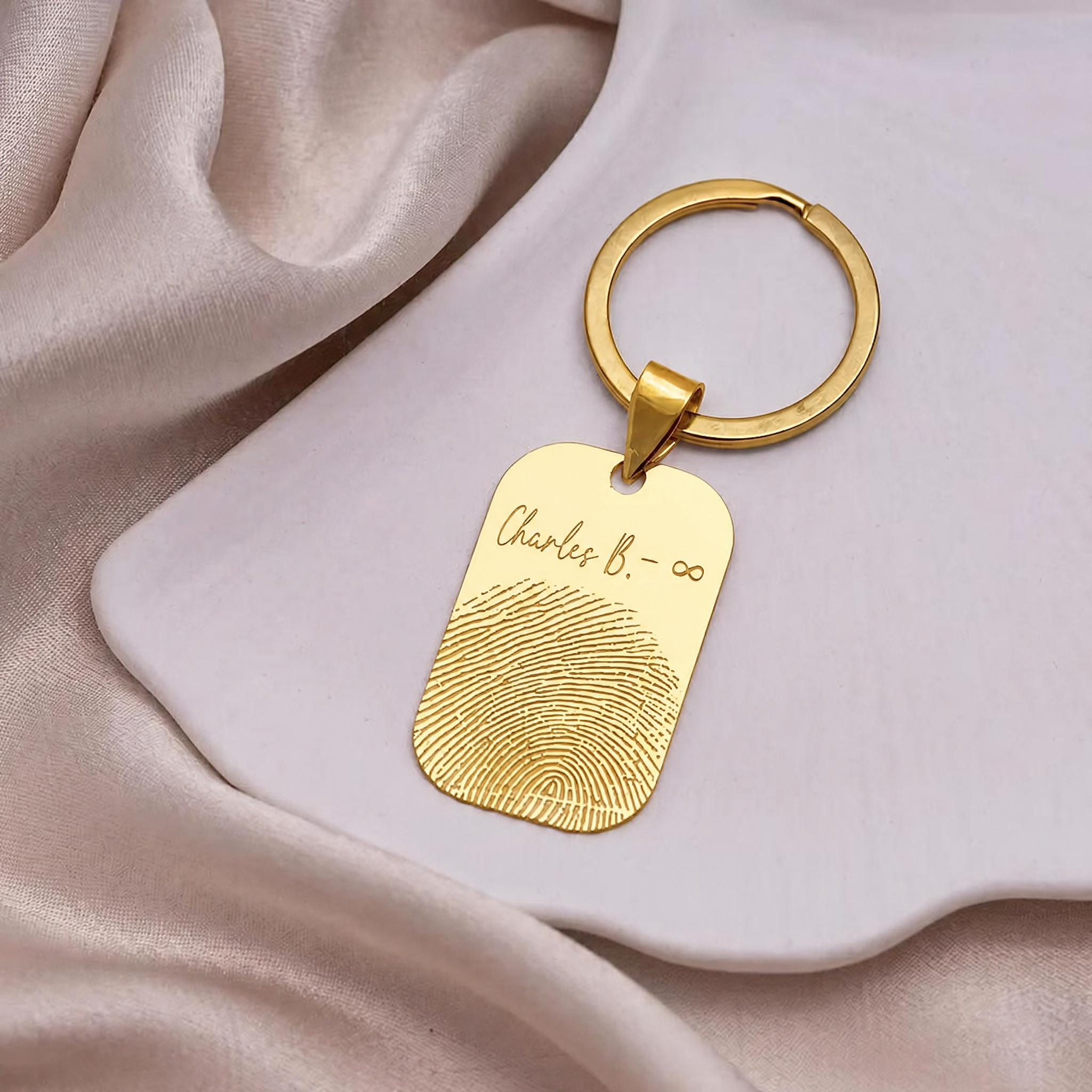 Gold Large Fingerprint Keychain