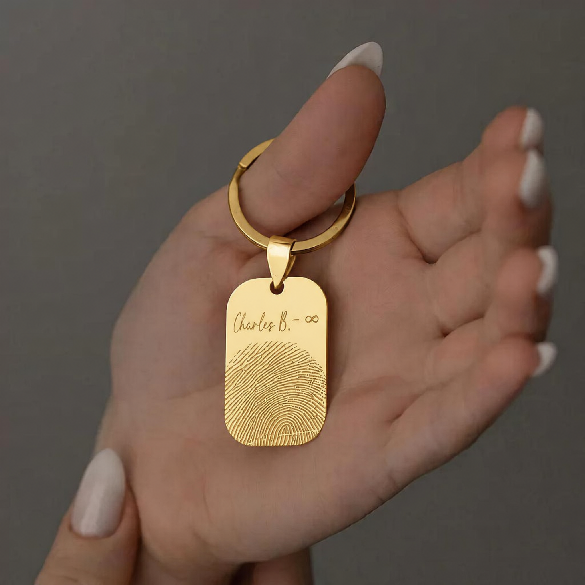 Gold Large Fingerprint Keychain