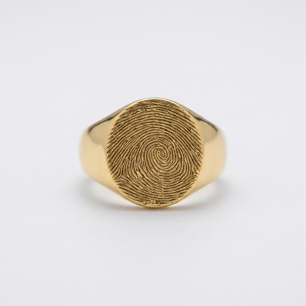 Round Signet Fingerprint Ring – Gold-Plated
