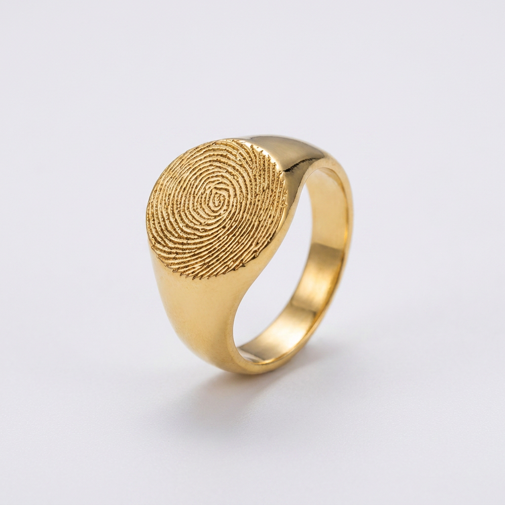 Round Signet Fingerprint Ring – Gold-Plated