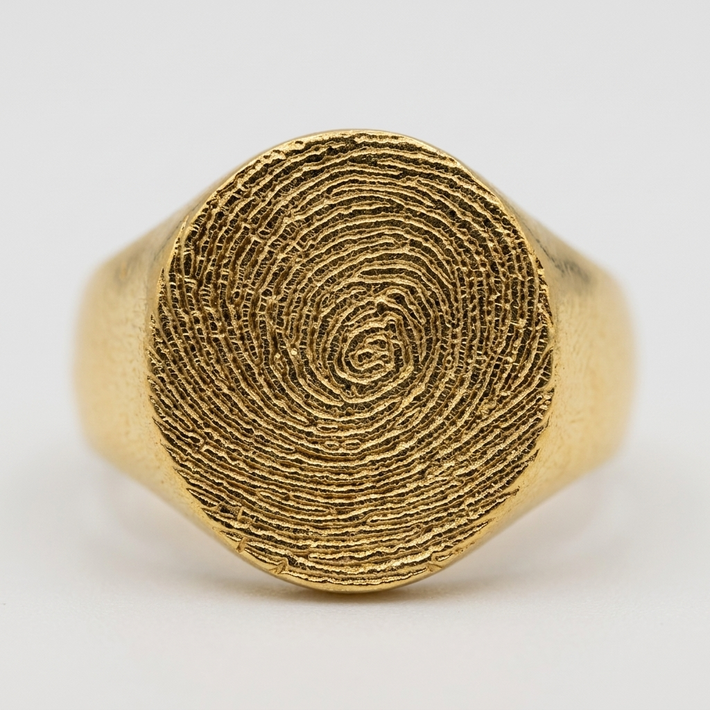Round Signet Fingerprint Ring – Gold-Plated