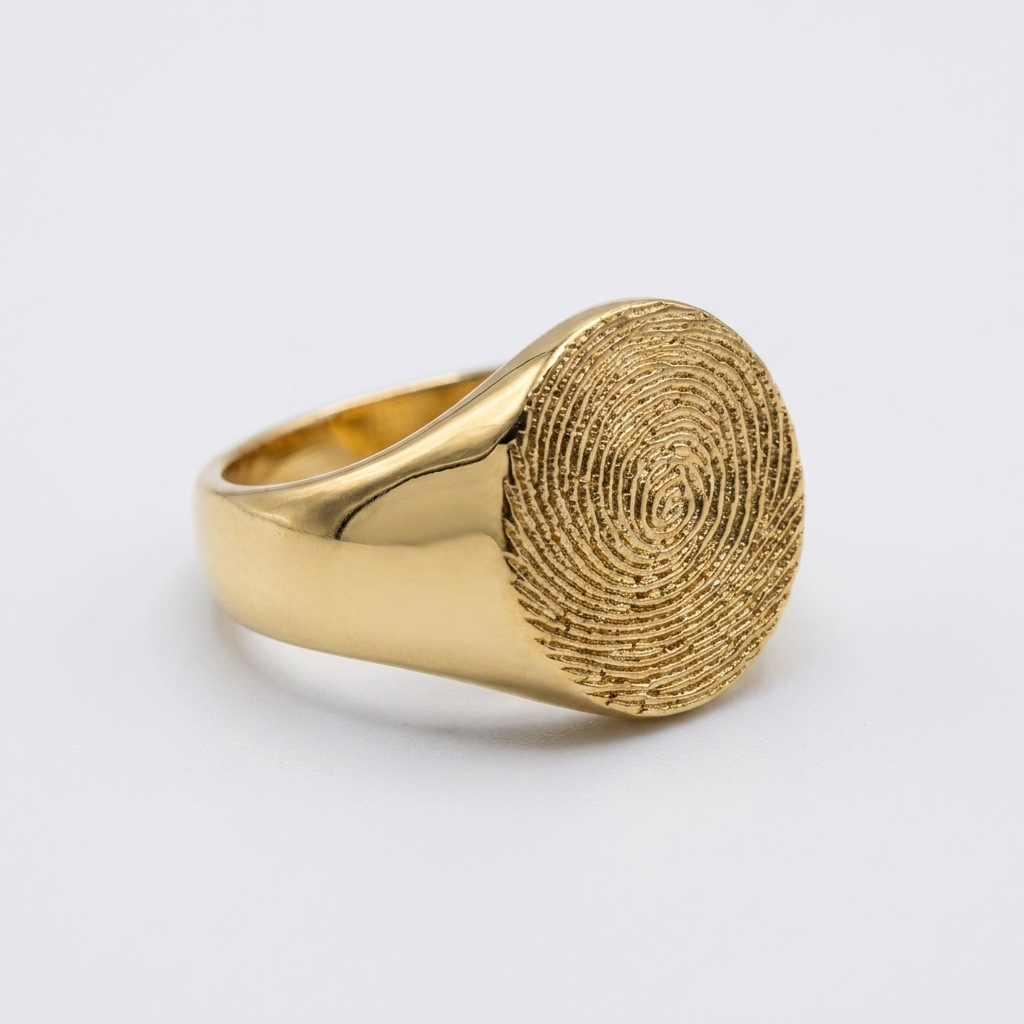 Round Signet Fingerprint Ring – Gold-Plated