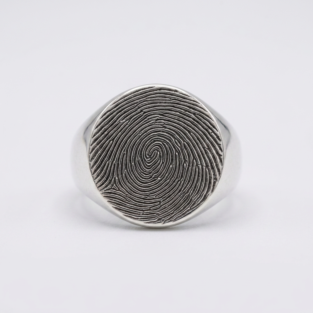 Round Signet Fingerprint Ring – Silver
