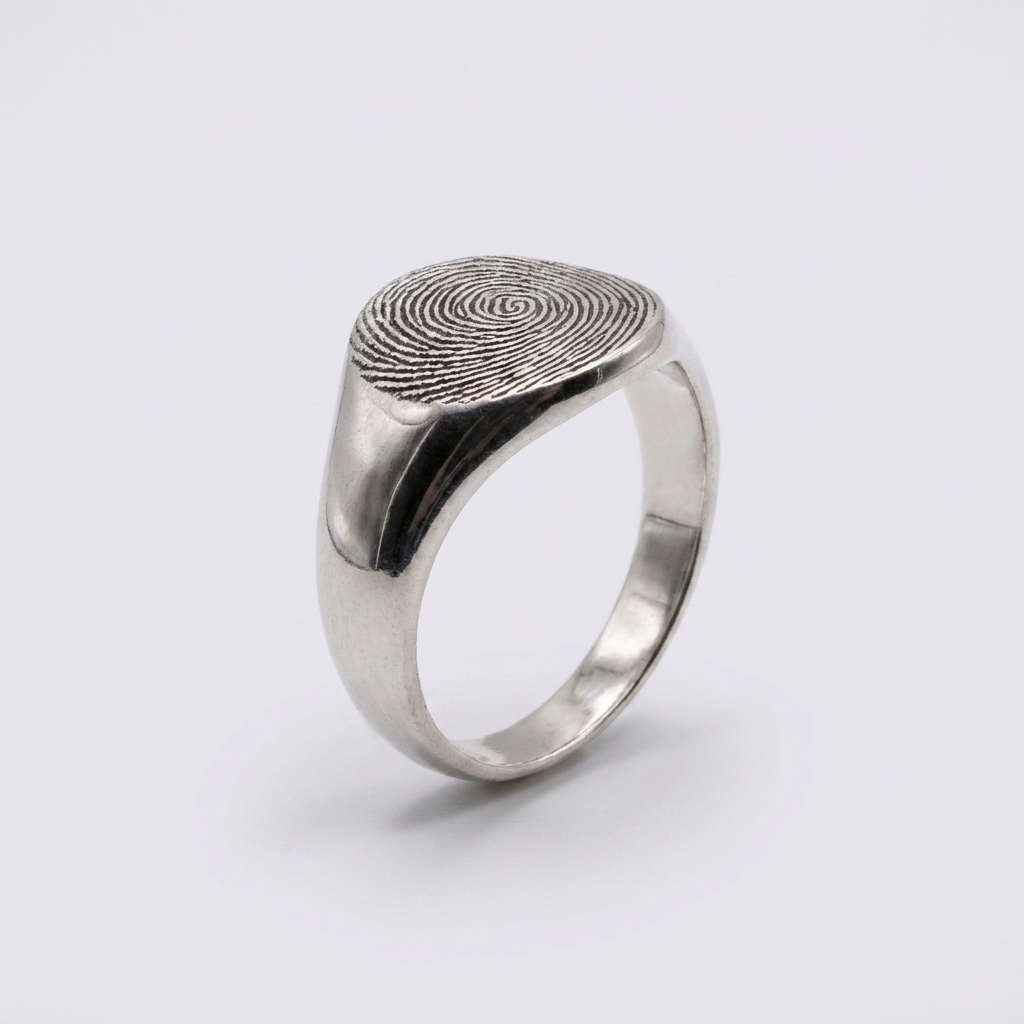 Round Signet Fingerprint Ring – Silver