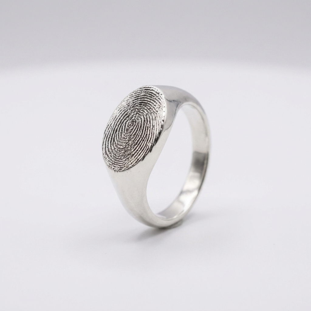 Oval Signet Fingerprint Ring – Silver