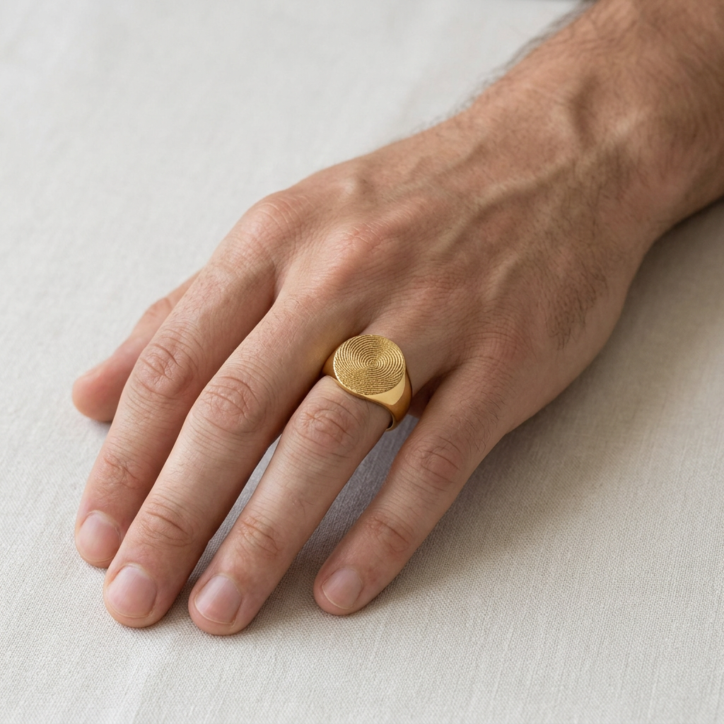 Round Signet Fingerprint Ring – Gold-Plated