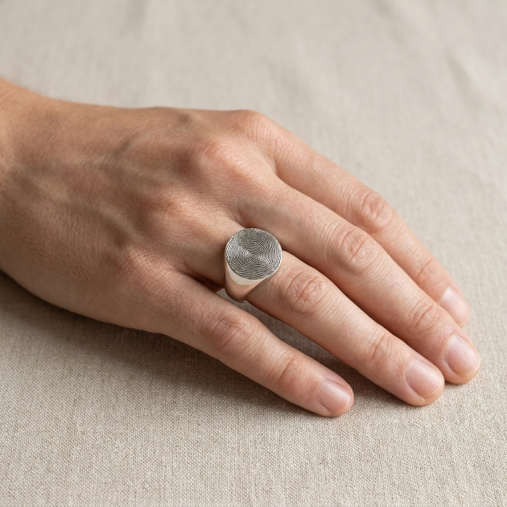 Round Signet Fingerprint Ring – Silver