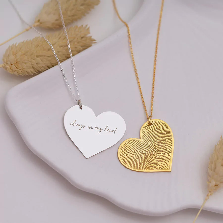 Line Fingerprint Heart Necklace