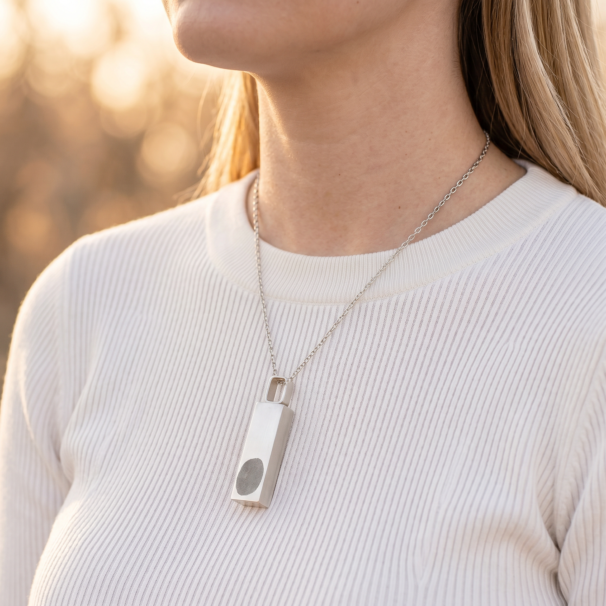 Silver Bar Urn Pendant