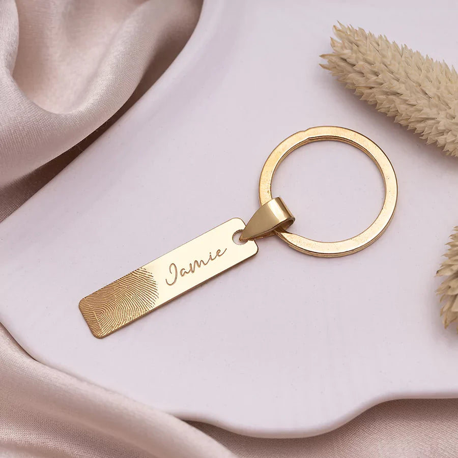 Gold Small Fingerprint Keychain