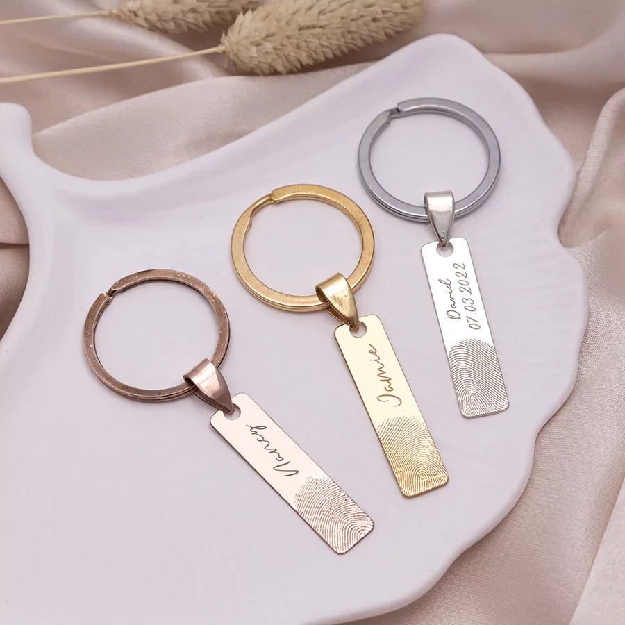 Silver Small Fingerprint Keychain